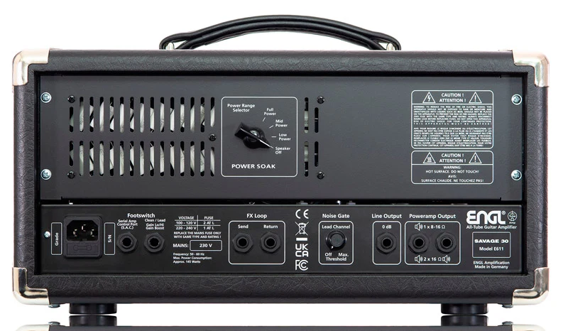 ENGL Savage 30: análisis de la novedad que acaba de aterrizar (y por qué le tengo ganas) 4 Panel trasero del ENGL Savage 30, mostrando el Power Soak, el loop de efectos, el noise gate y la placa 'Made in Germany