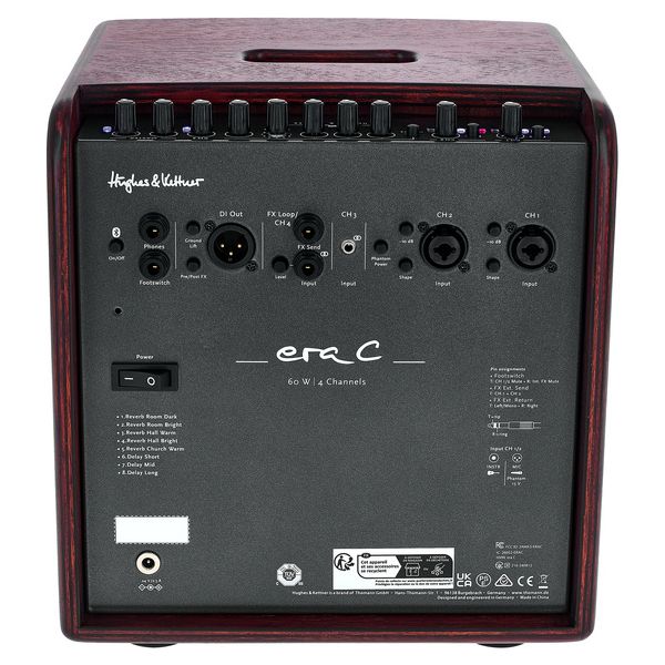 Hughes & Kettner era C: análisis del amplificador acústico compacto que quiere sustituir a tu PA 3 Conexiones traseras del Hughes & Kettner era C con salida DI, entradas para micrófono y conectividad profesional.