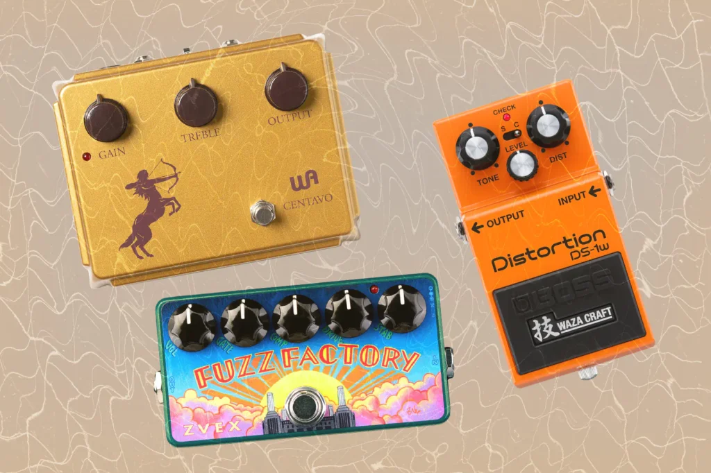 Pedales de fuzz, overdrive y distorsión utilizados para aumentar la ganancia y la saturación de la señal.